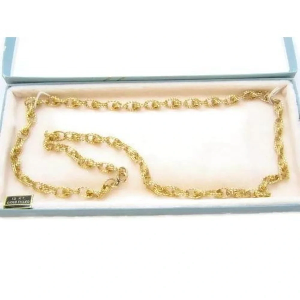 Vintage Old Stock Signed 12K Yellow Gold Filled‎ Chain Linked 25